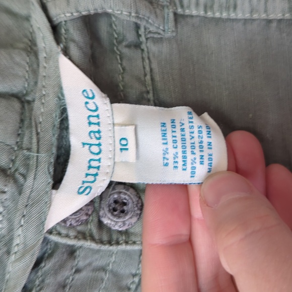 Sundance Womens Kennebunk Linen Blend Embroidered Cargo Shorts - Size 10 - Picture 9 of 13